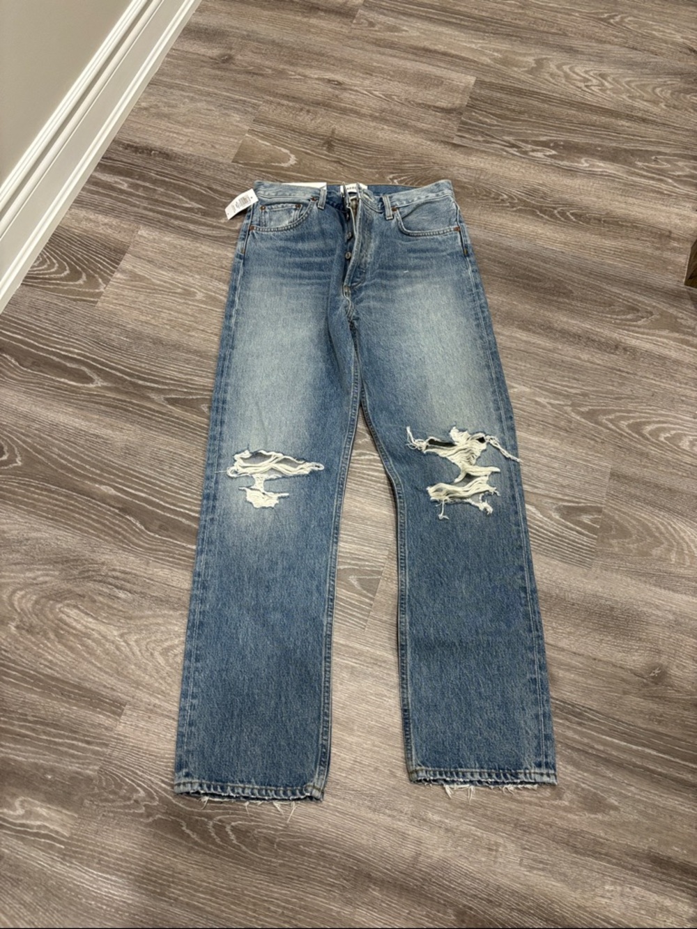 Agolde Women’s Straight-Leg Distressed Jeans - Light Blue